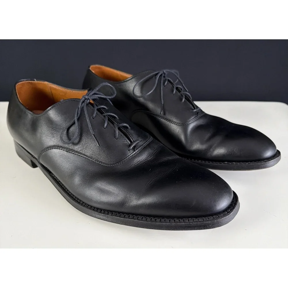 Alden New England Model 935 Black Calfskin Plain Toe Baltimore Oxfords Men 12B/D